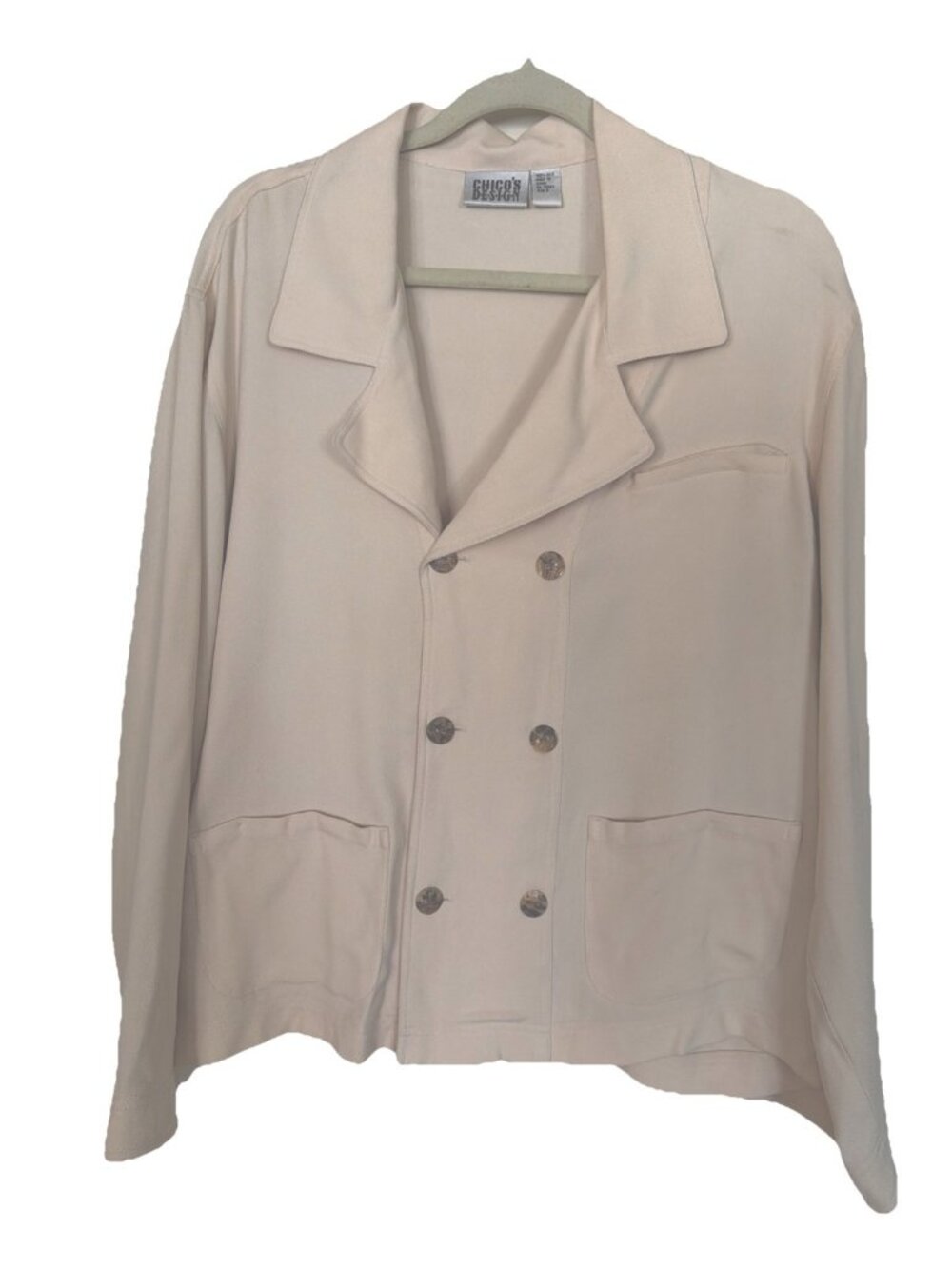 Chico’s Ivory Cream Silk Double Breasted Jacket Womens Size 3  large